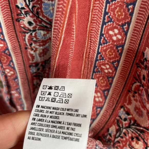 AMERICAN EAGLE Ruffled Off The Shoulder Dress Rusty Pink Fit & Flare Buttoned S - Picture 9 of 11